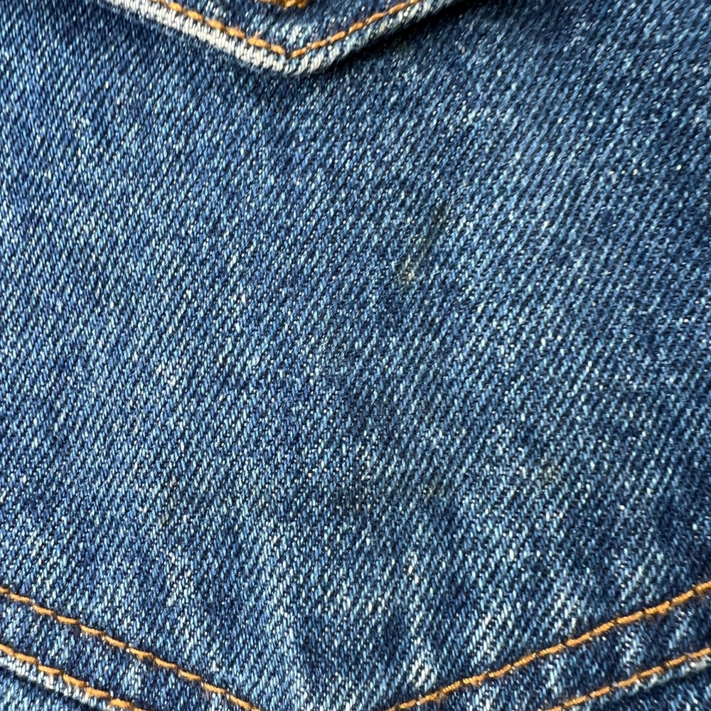 Marlboro Jacket L Vintage 90s Denim Trucker Leather Collar Flannel Lined Blue - Picture 4 of 13
